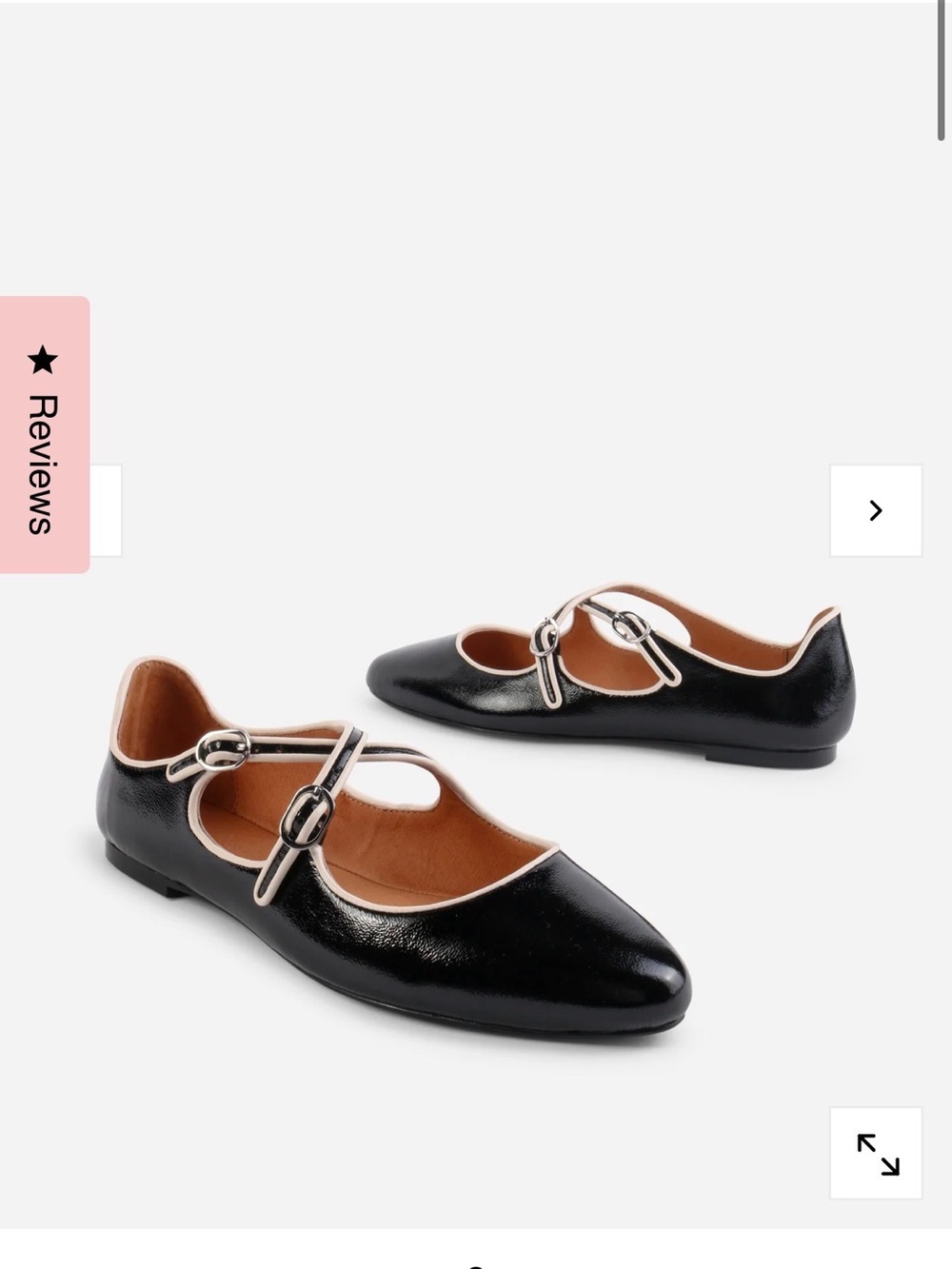 Intentionally Blank NWT Vandam Patent Mary Jane Flats with Cream Trim